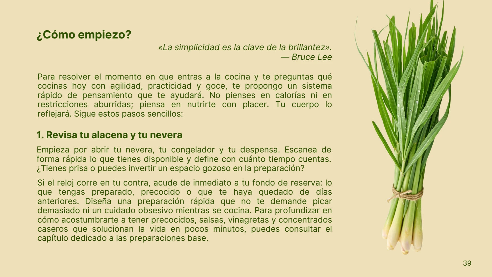Página real del manual sobre cómo revisar la alacena y la nevera
